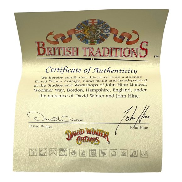 Vintage 1989 David Winter Burns Reading Room Cottage British Traditions Box COA - Picture 8 of 10